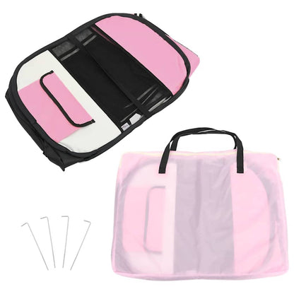 Box per Cani Pieghevole con Borsa Trasporto Rosa 145x145x61 cm