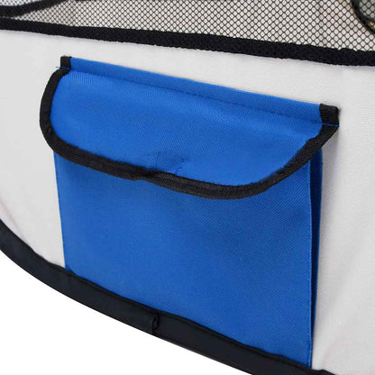 Box per Cani Pieghevole con Borsa Trasporto Blu 110x110x58 cm | homemem39