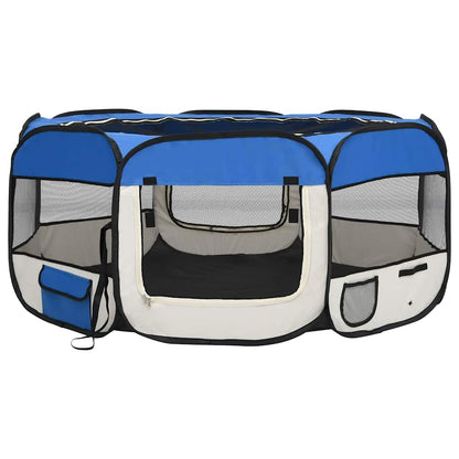 Box per Cani Pieghevole con Borsa Trasporto Blu 145x145x61 cm - homemem39