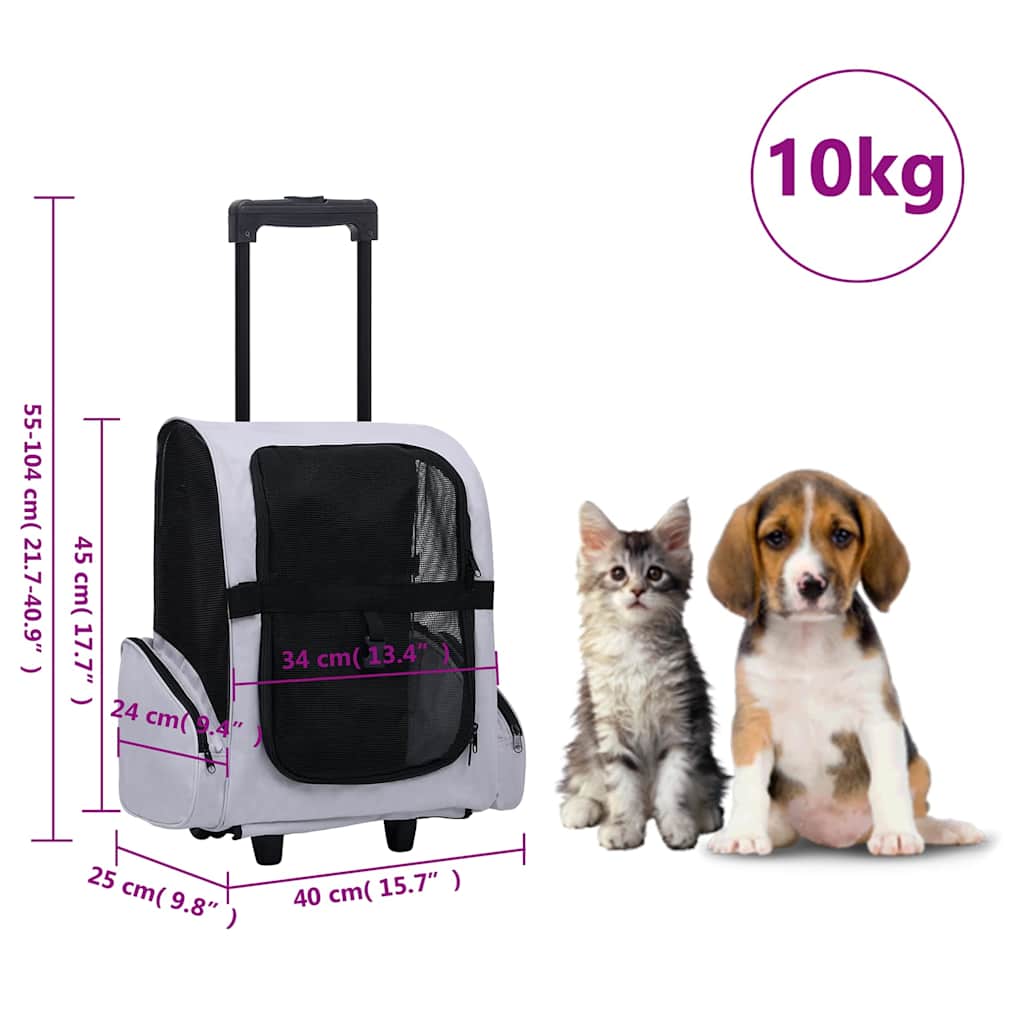 Trolley Trasportino per Animali Pieghevole Multifunzione Grigio - homemem39
