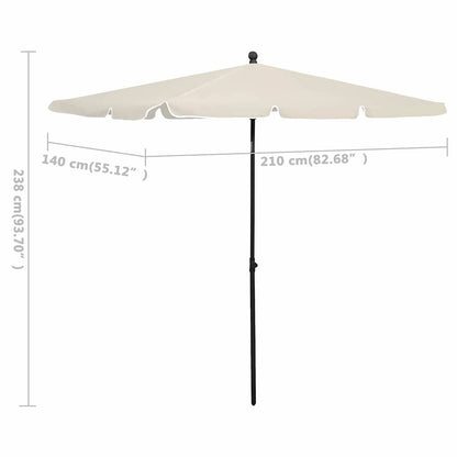 Ombrellone da Giardino con Palo 210x140 cm Sabbia