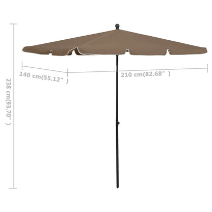 Ombrellone da Giardino con Palo 210x140 cm Tortora | homemem39