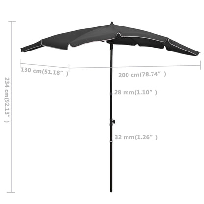 Ombrellone da Giardino con Palo 200x130 cm Antracite | homemem39