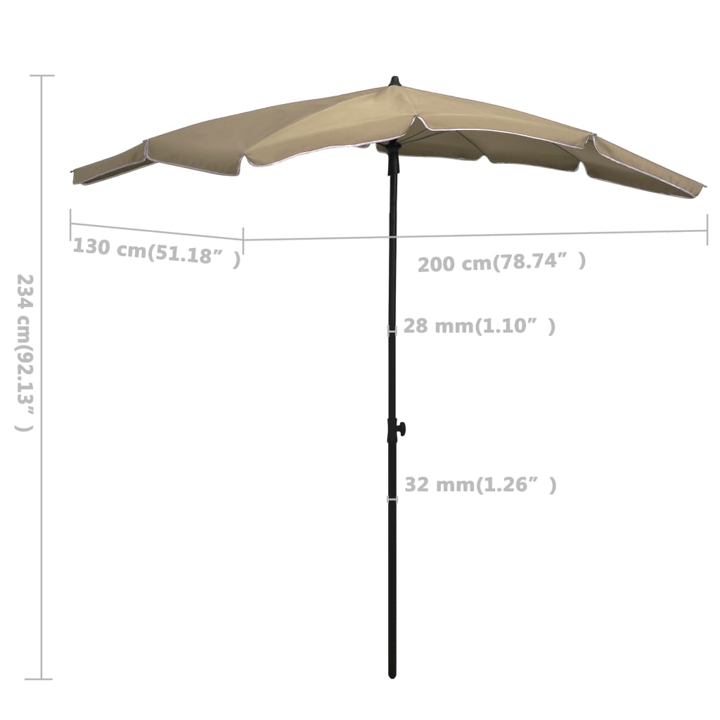 Ombrellone da Giardino con Palo 200x130 cm Tortora | homemem39