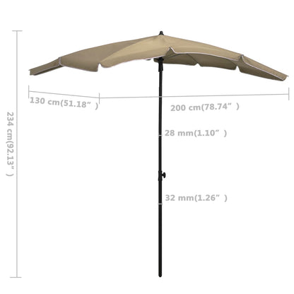 Ombrellone da Giardino con Palo 200x130 cm Tortora | homemem39