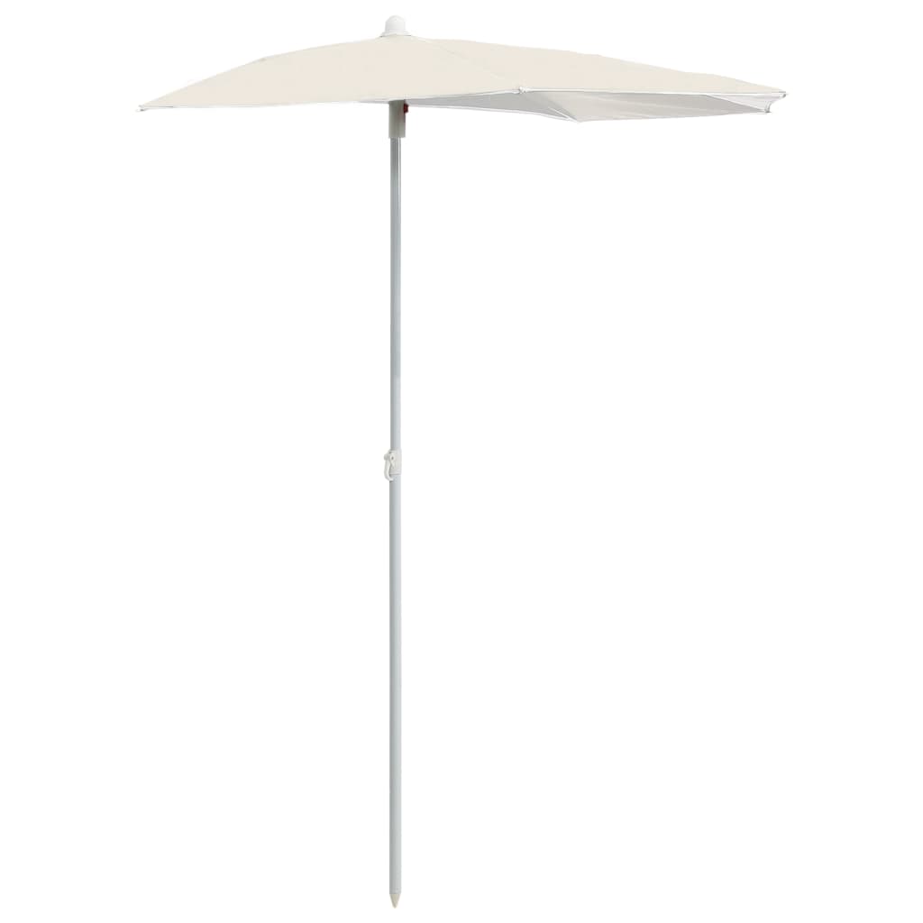 Ombrellone Semicircolare da Giardino con Palo 180x90 cm Sabbia | homemem39