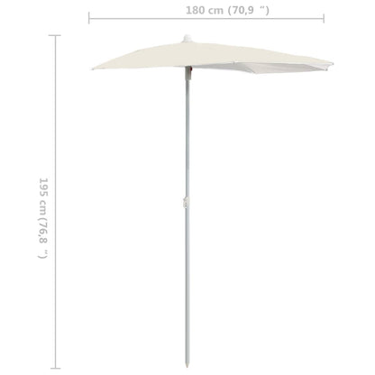 Ombrellone Semicircolare da Giardino con Palo 180x90 cm Sabbia | homemem39