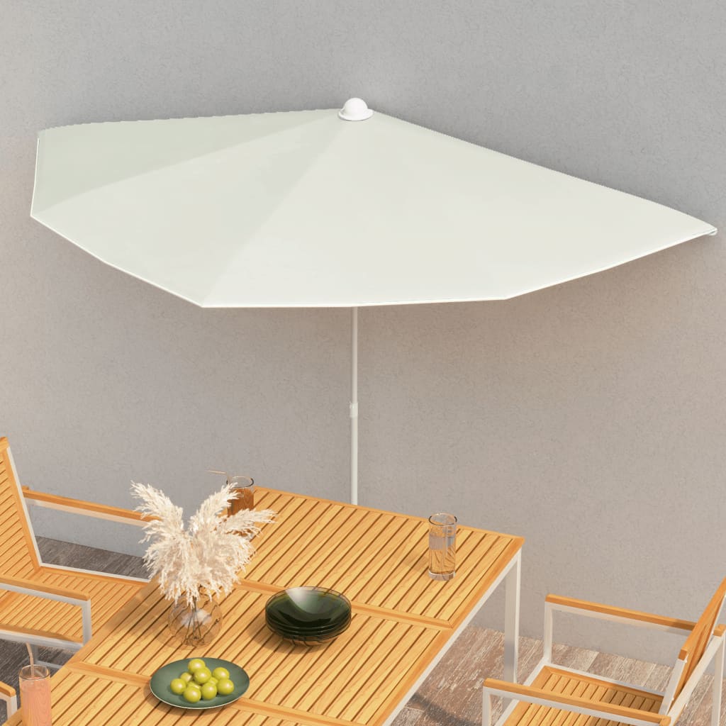 Ombrellone Semicircolare da Giardino con Palo 180x90 cm Sabbia | homemem39