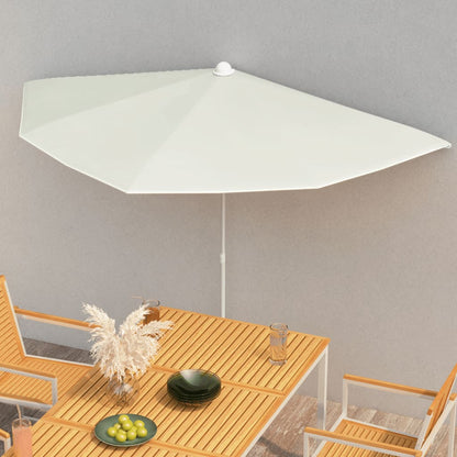 Ombrellone Semicircolare da Giardino con Palo 180x90 cm Sabbia | homemem39