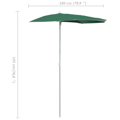 Ombrellone Semicircolare da Giardino con Palo 180x90 cm Verde | homemem39