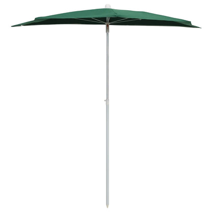 Ombrellone Semicircolare da Giardino con Palo 180x90 cm Verde