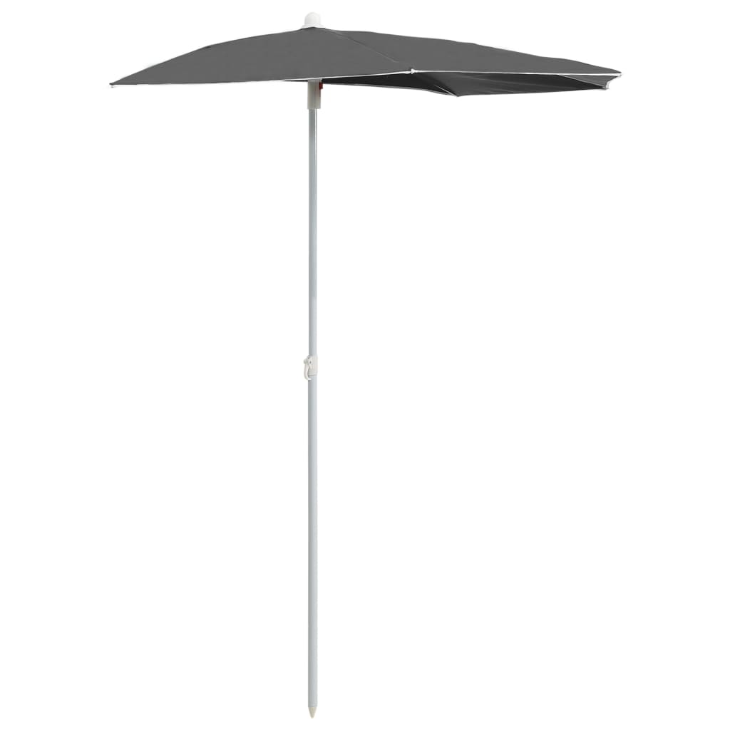 Ombrellone Semicircolare con Palo 180x90 cm Antracite | homemem39