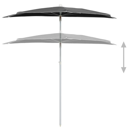 Ombrellone Semicircolare con Palo 180x90 cm Antracite