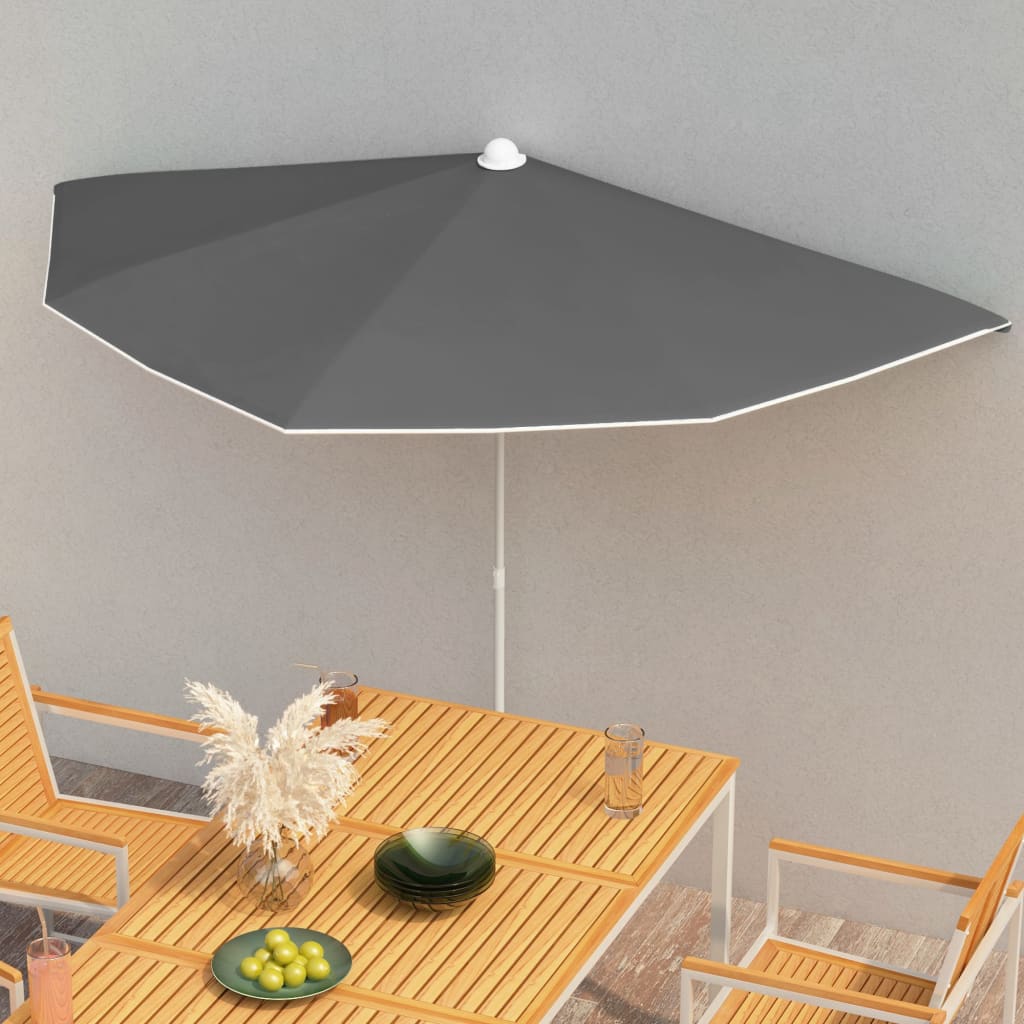 Ombrellone Semicircolare con Palo 180x90 cm Antracite | homemem39