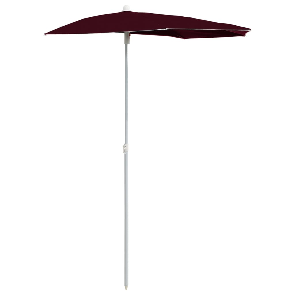 Ombrellone Semicircolare da Giardino con Palo 180x90 cm Bordò | homemem39