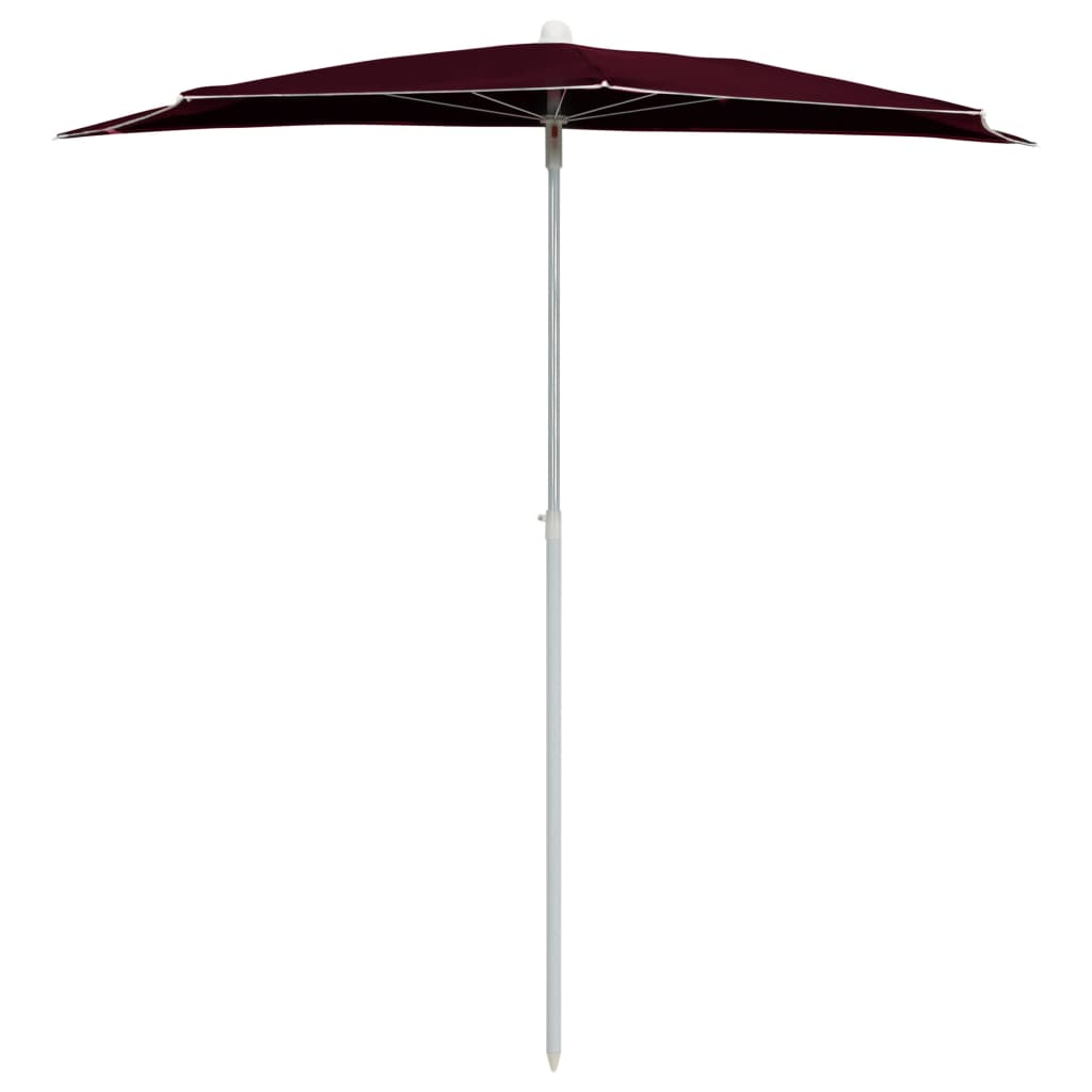 Ombrellone Semicircolare da Giardino con Palo 180x90 cm Bordò | homemem39
