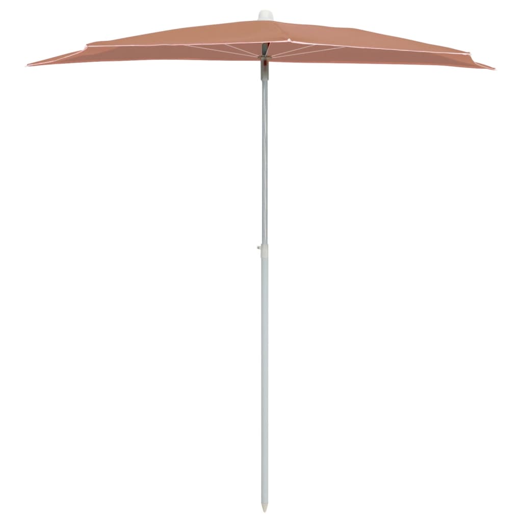 Ombrellone Semicircolare da Giardino e Palo 180x90cm Terracotta | homemem39