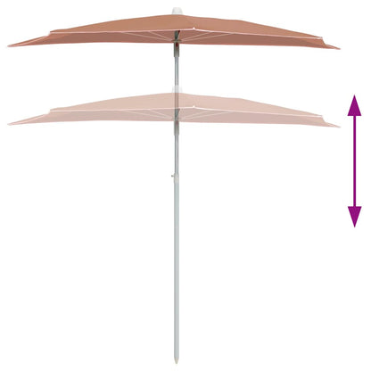 Ombrellone Semicircolare da Giardino e Palo 180x90cm Terracotta