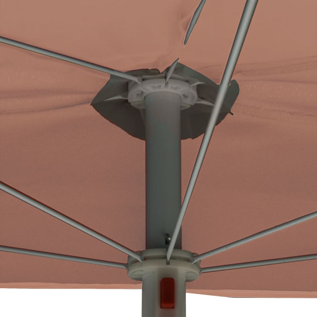 Ombrellone Semicircolare da Giardino e Palo 180x90cm Terracotta | homemem39