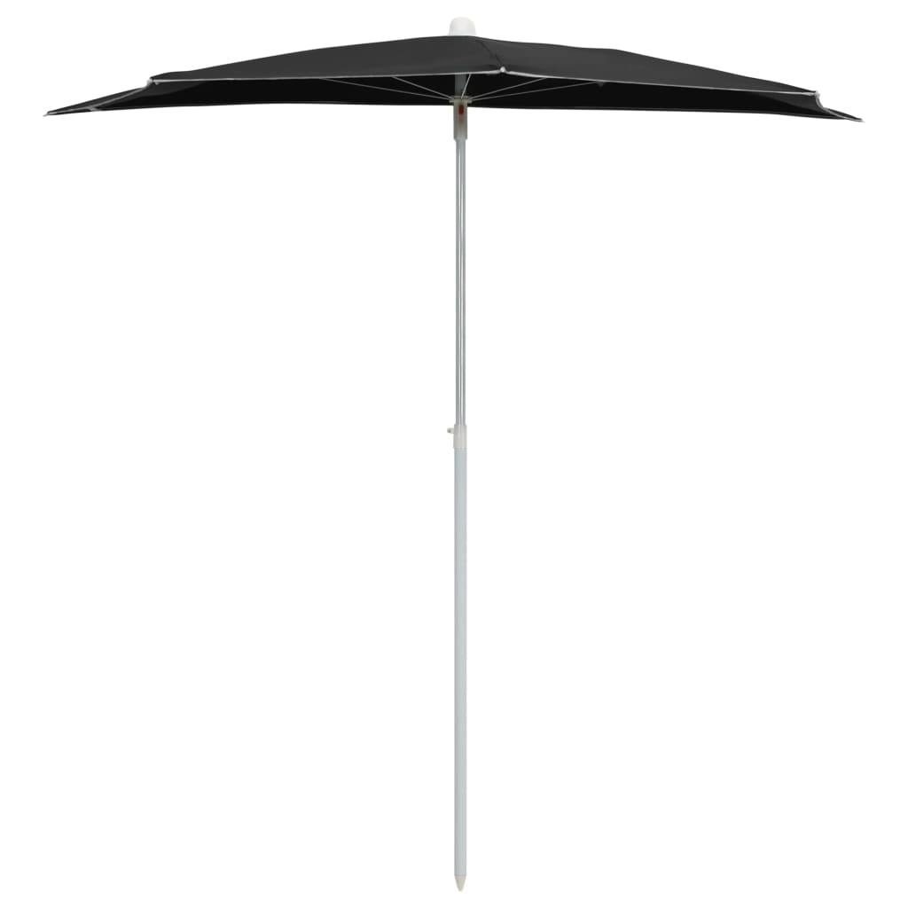 Ombrellone Semicircolare da Giardino con Palo 180x90 cm Nero | homemem39