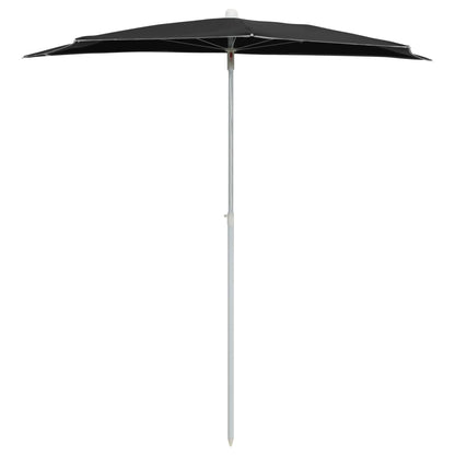 Ombrellone Semicircolare da Giardino con Palo 180x90 cm Nero | homemem39