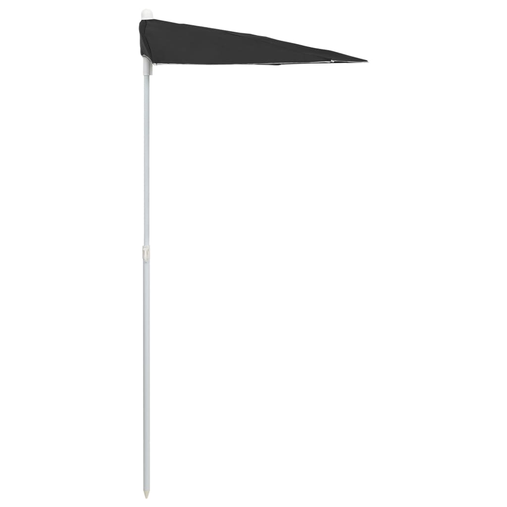 Ombrellone Semicircolare da Giardino con Palo 180x90 cm Nero | homemem39