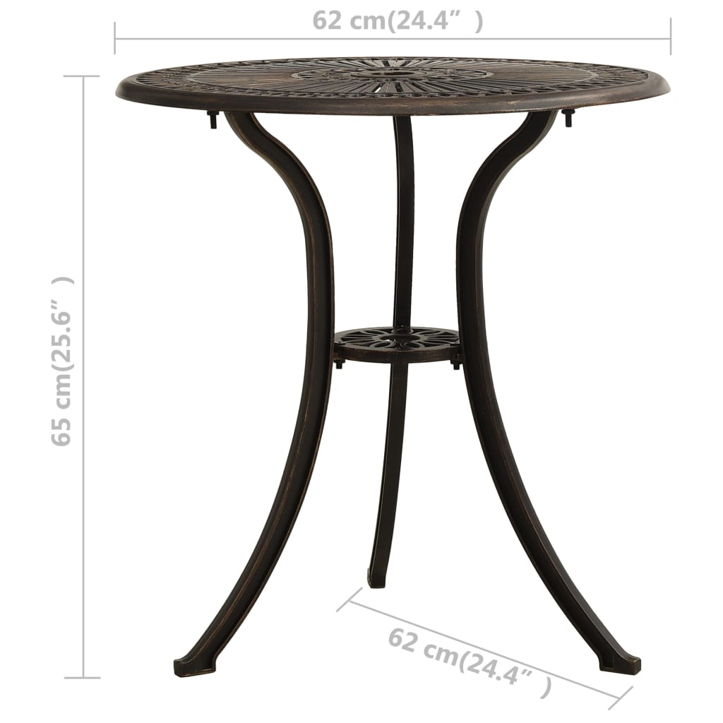 Tavolo da Giardino Bronzo 62x62x65 cm in Alluminio Pressofuso | homemem39