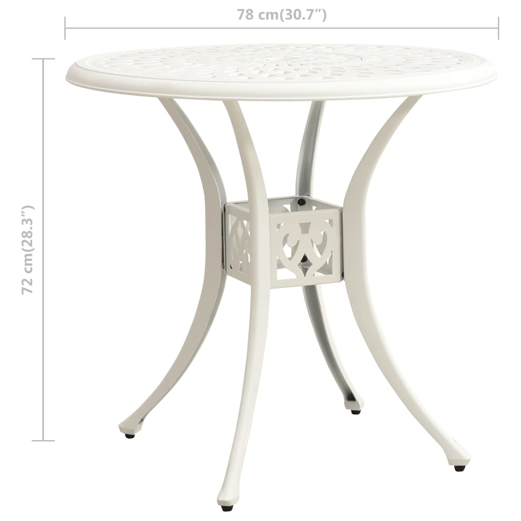Tavolo da Giardino Bianco 78x78x72 cm in Alluminio Pressofuso | homemem39