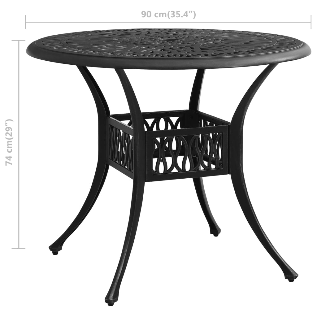 Tavolo da Giardino Nero 90x90x74 cm in Alluminio Pressofuso | homemem39