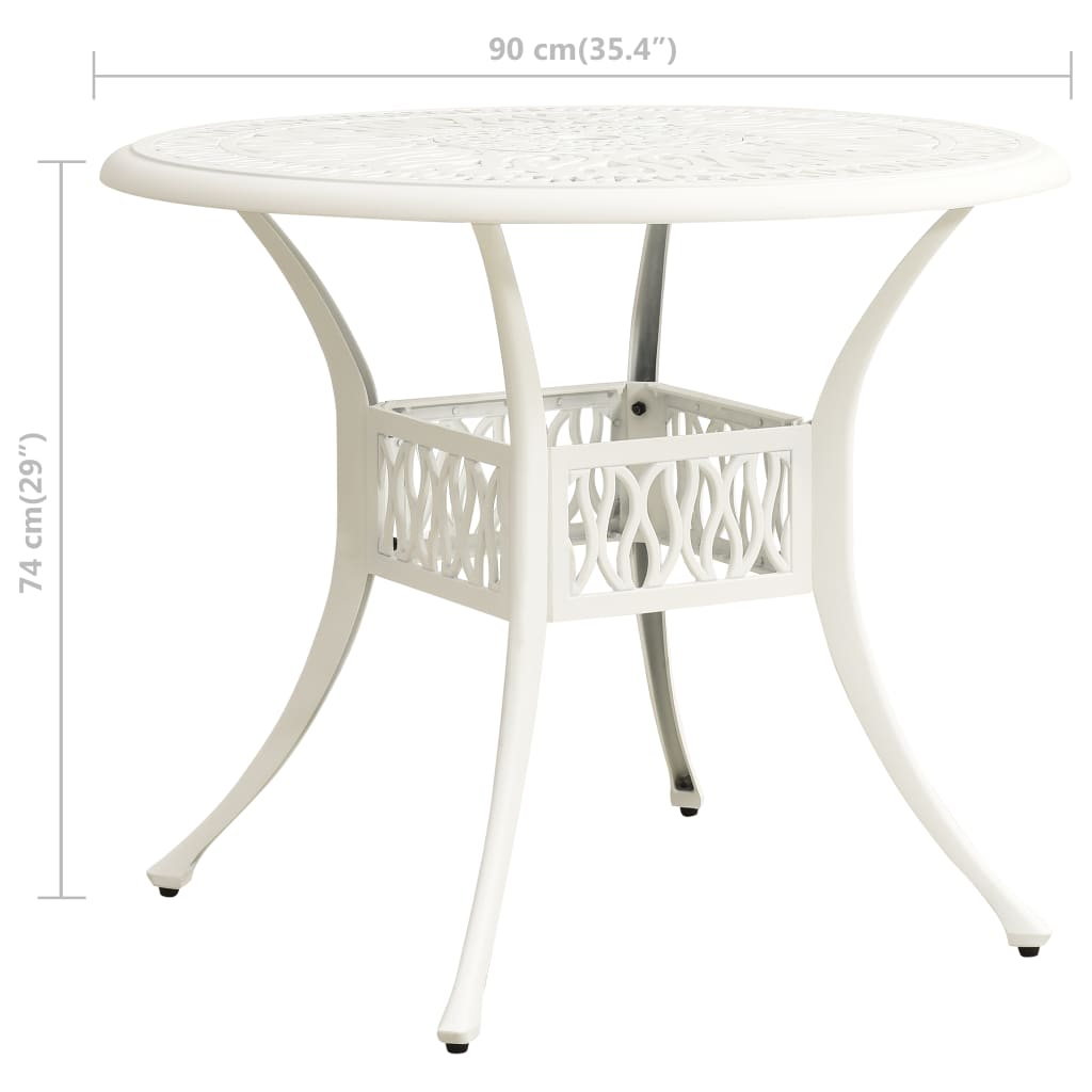 Tavolo da Giardino Bianco 90x90x74 cm in Alluminio Pressofuso | homemem39