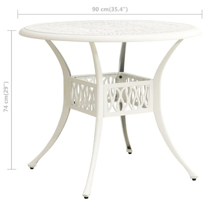 Tavolo da Giardino Bianco 90x90x74 cm in Alluminio Pressofuso | homemem39