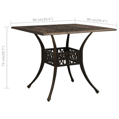 Tavolo da Giardino Bronzo 90x90x73 cm in Alluminio Pressofuso | homemem39