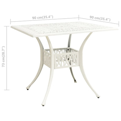 Tavolo da Giardino Bianco 90x90x73 cm in Alluminio Pressofuso | homemem39