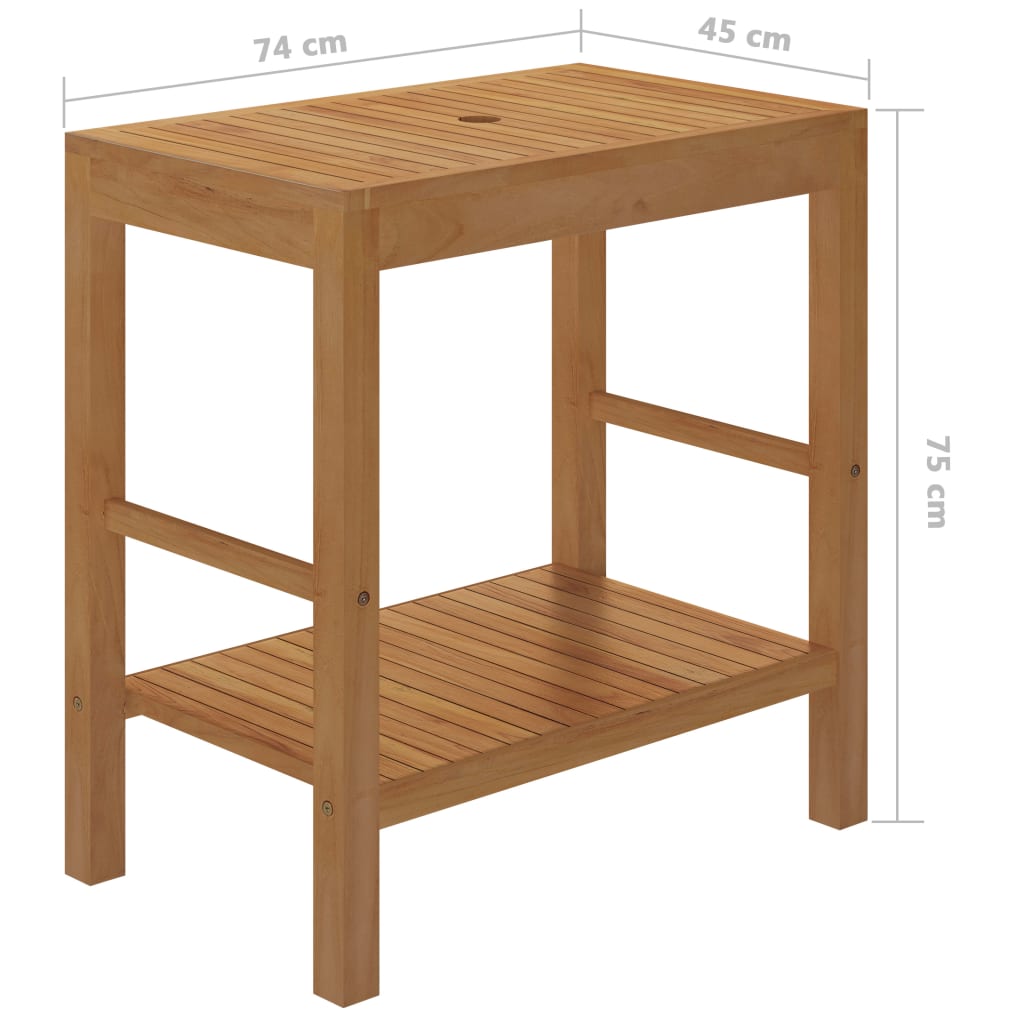 Armadietto da Bagno in Legno di Teak con Lavabo in Marmo Crema | homemem39