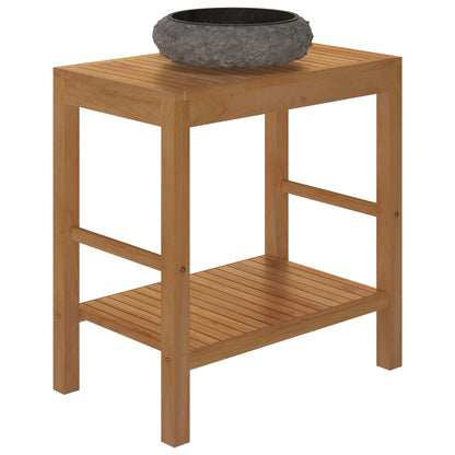 Armadietto da Bagno in Legno di Teak con Lavabo in Marmo Nero | homemem39