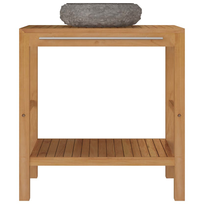 Armadietto da Bagno in Legno di Teak con Lavabo in Marmo Nero | homemem39