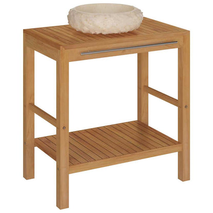 Armadietto da Bagno in Legno di Teak con Lavabo in Marmo Crema | homemem39