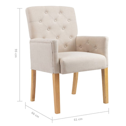 Sedie da Pranzo con Braccioli 4 pz Beige in Tessuto