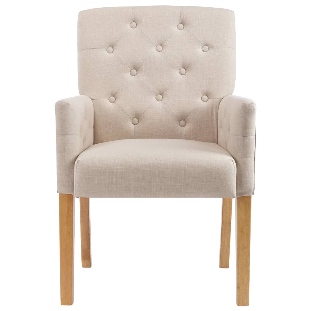 Dining Chairs with Armrests 6 pcs Beige in Fabric