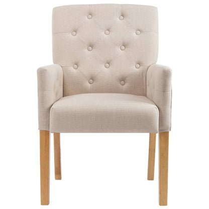 Dining Chairs with Armrests 6 pcs Beige in Fabric