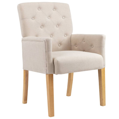 Dining Chairs with Armrests 6 pcs Beige in Fabric