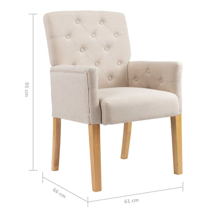 Dining Chairs with Armrests 6 pcs Beige in Fabric