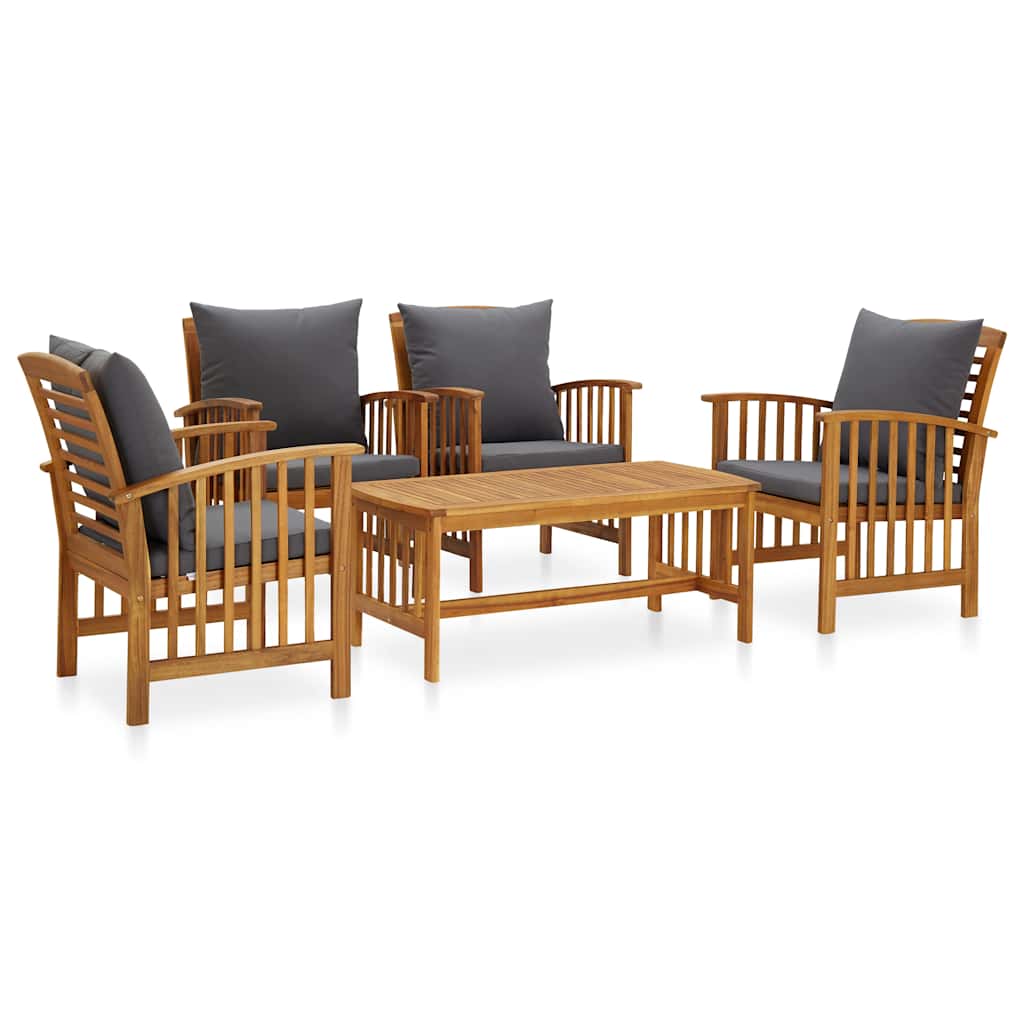 Set Divani da Giardino 5 pz con Cuscini in Massello di Acacia | homemem39