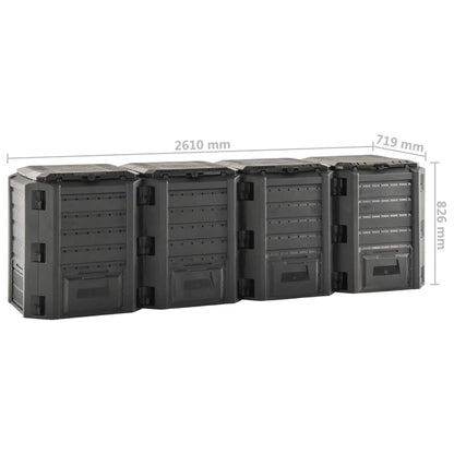 Compostiera da Giardino Nera 1600 L | homemem39