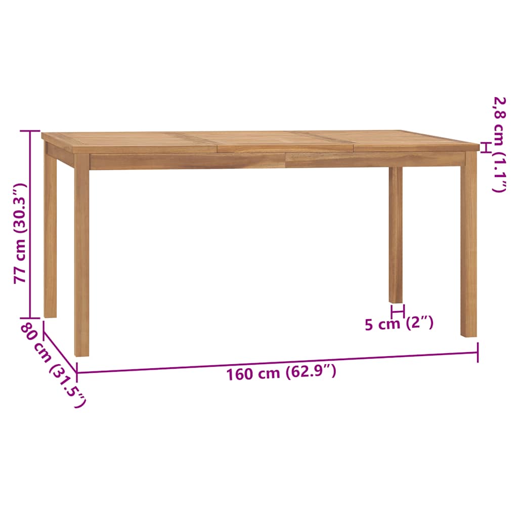 Tavolo da Pranzo da Giardino 160x80x77 cm in Massello di Teak | homemem39