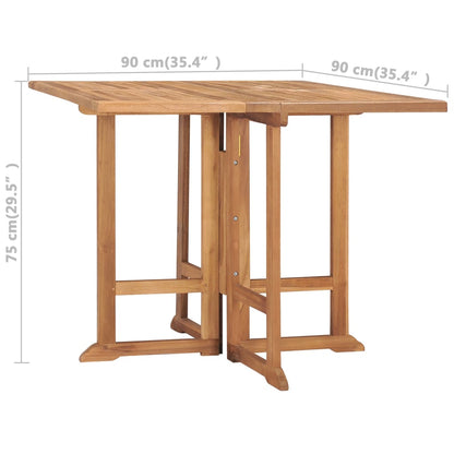 Tavolo da Giardino Pieghevole 90x90x75 cm in Massello di Teak