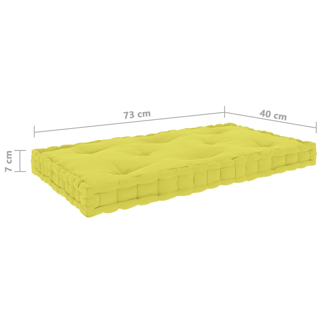 Cuscino per Pallet e Pavimento Verde Mela 73x40x7 cm in Cotone