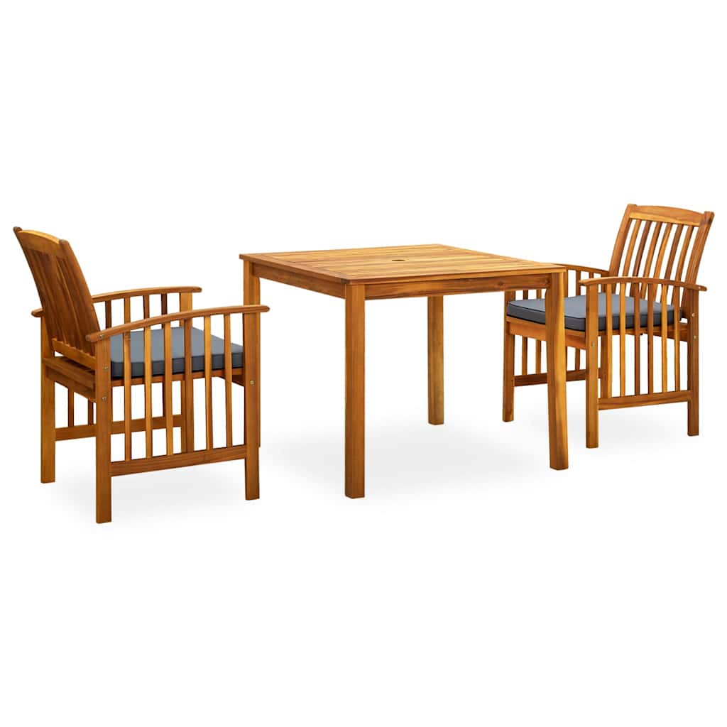 Set da Pranzo da Giardino 3 pz con Cuscini Massello di Acacia | homemem39