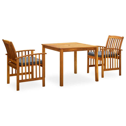 Set da Pranzo da Giardino 3 pz con Cuscini Massello di Acacia | homemem39