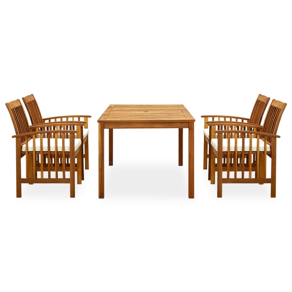 Set da Pranzo da Giardino 5 pz con Cuscini Massello di Acacia - homemem39